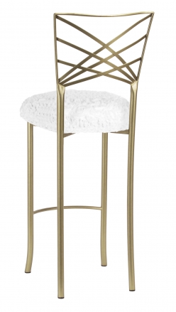Gold Fanfare Barstool with White Lace over White Knit Cushion (1)