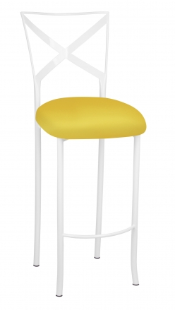 Simply X White Barstool with Bright Yellow Stretch Knit Cushion (2)