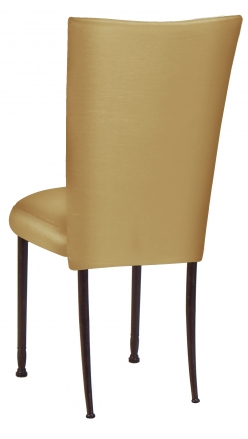 Gold Taffeta Chair Cover with Boxed Cushion on Mahogany Legs (1)
