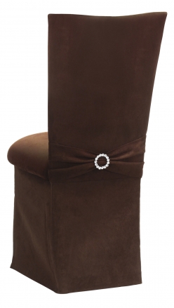Chocolate Suede Chair Cover with Jewel Belt, Cushion and Skirt (1)