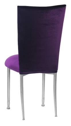 Eggplant Velvet Chair Cover and Cushion on Silver legs (1)