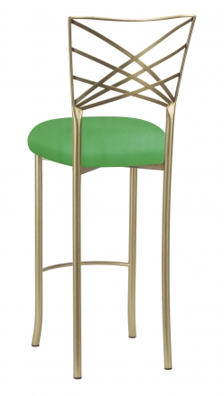 Gold Fanfare Barstool with Kelly Green Knit Cushion (1)