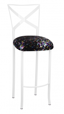 Simply X White Barstool with Black Paint Splatter Cushion (2)