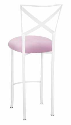 Simply X White Barstool with Soft Pink Velvet Cushion (1)