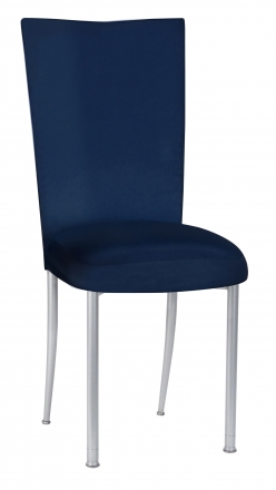 Midnight Blue Taffeta Chair Cover and Boxed Cushion on Silver Legs (2)