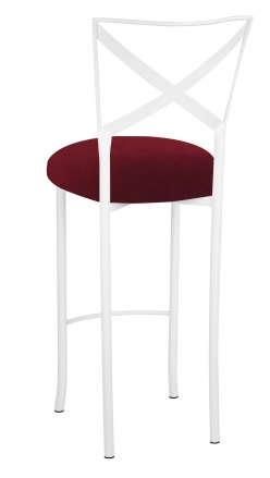 Simply X White Barstool with Cranberry Boxed Prima Velvet Cushion (1)