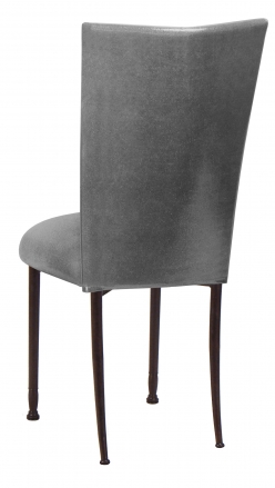 Gunmetal Stretch Knit Chair Cover with Cushion on Mahogany Legs (1)