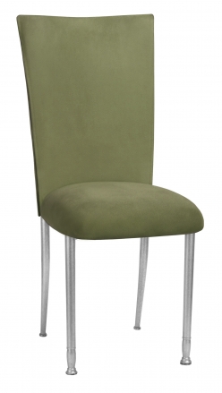 Sage Suede Chair Cover and Cushion on Silver Legs (2)