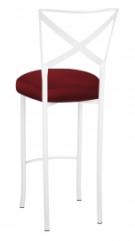 Simply X White Barstool with Burnt Red Dupioni Boxed Cushion