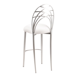 Silver Piazza Barstool with White Stretch Knit Cushion