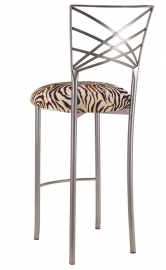 Silver Fanfare Barstool with Zebra Stretch Knit Cushion