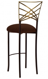Two Tone Gold Fanfare Barstool with Chocolate Suede Cushion