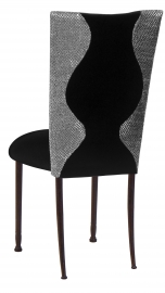 Hour Glass Sequin Chair Cover with Black Velvet on Mahogany Legs