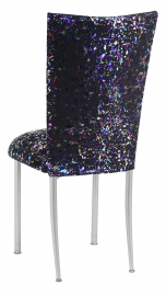 Black Paint Splatter Chair Cover and Cushion on Silver Legs