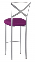 Silver Simply X Barstool with Orchid Taffeta Boxed Cushion