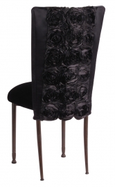 Black Rosette Chair Cover with Black Velvet Cushion on Mahogany Legs