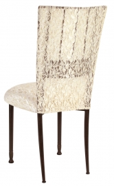 Mahogany Bella Fleur with Ivory Lace Chair Cover and Ivory Lace over Ivory Stretch Knit Cushion