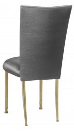 Charcoal Taffeta Chair Cover and Boxed Cushion on Gold Legs