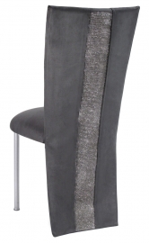 Charcoal Suede Jacket with Rhinestone Center and Cushion on Silver Legs