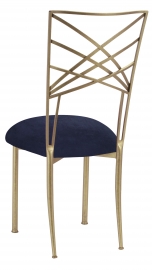 Gold Fanfare with Navy Blue Suede Cushion