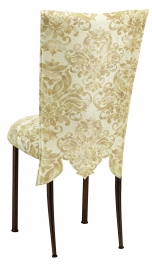 Ravena Chenille Empire Cut Chair Cover with Boxed Cushion on Brown Legs