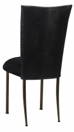Matte Black Croc Chair Cover with Black Stretch Knit Cushion on Brown Legs