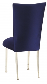 Navy Stretch Knit Chair Cover with Cushion on Ivory Legs