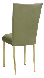 Sage Suede Chair Cover and Cushion on Gold Legs