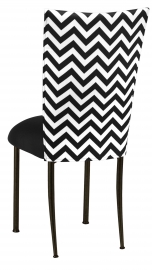 Chevron Chair Cover with Black Stretch Knit Cushion on Brown Legs
