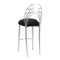 Silver Piazza Barstool with Black Stretch Knit Cushion