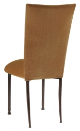 Gold Velvet Chair Cover and Cushion on Mahogany Legs