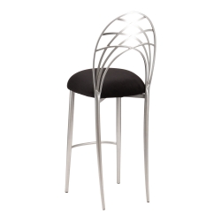 Silver Piazza Barstool with Black Suede Cushion