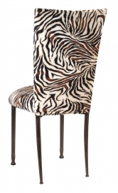 Zebra Stretch Knit Chair Cover and Cushion on Mahogany Legs