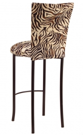 Zebra Stretch Knit Barstool Cover and Cushion on Brown Legs