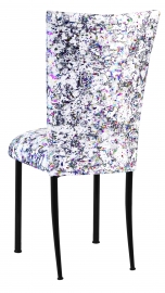 White Paint Splatter Chair Cover and Cushion on Black Legs