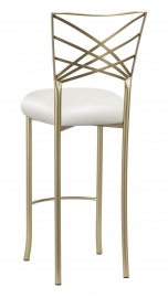Gold Fanfare Barstool with White Leatherette Cushion