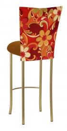 Groovy Suede Barstool Cover with Copper Suede Cushion on Gold Legs