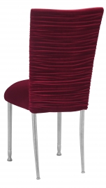 Chloe Cranberry Velvet Chair Cover and Cushion on Silver Legs