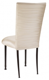 Chloe Ivory Stretch Knit Chair Cover and Cushion on Mahogany Legs