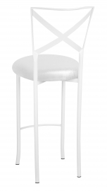 Simply X White Barstool with Metallic White Foil Stretch Knit Cushion