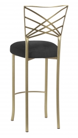 Gold Fanfare Barstool with Charcoal Linette Boxed Cushion
