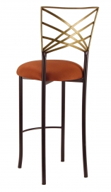 Two Tone Gold Fanfare Barstool with Copper Stretch Knit Cushion
