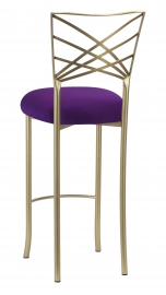 Gold Fanfare Barstool with Plum Knit Cushion