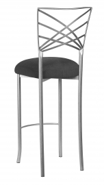 Silver Fanfare Barstool with Charcoal Linette Boxed Cushion