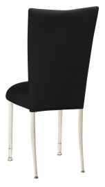 Black Velvet Chair Cover and Cushion on Ivory Legs