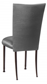 Charcoal Taffeta Chair Cover and Boxed Cushion on Mahogany Legs