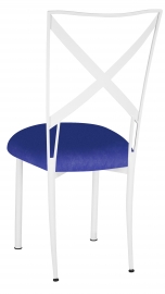 Simply X White with Royal Blue Stretch Knit Cushion