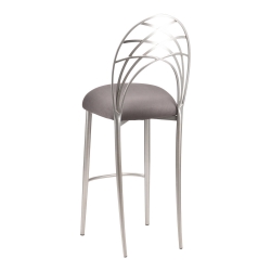 Silver Piazza Barstool with Charcoal Suede Cushion