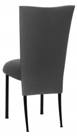 Charcoal Linette Chair Cover and Boxed Cushion on Black Legs