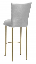 Metallic Silver Stretch Knit Barstool Cover and Cushion on Gold Legs